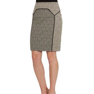 HALSTON HERITAGE 2 DOTTED JACQUARD PENCIL STRETCH SKIRT KHAKI MULTI